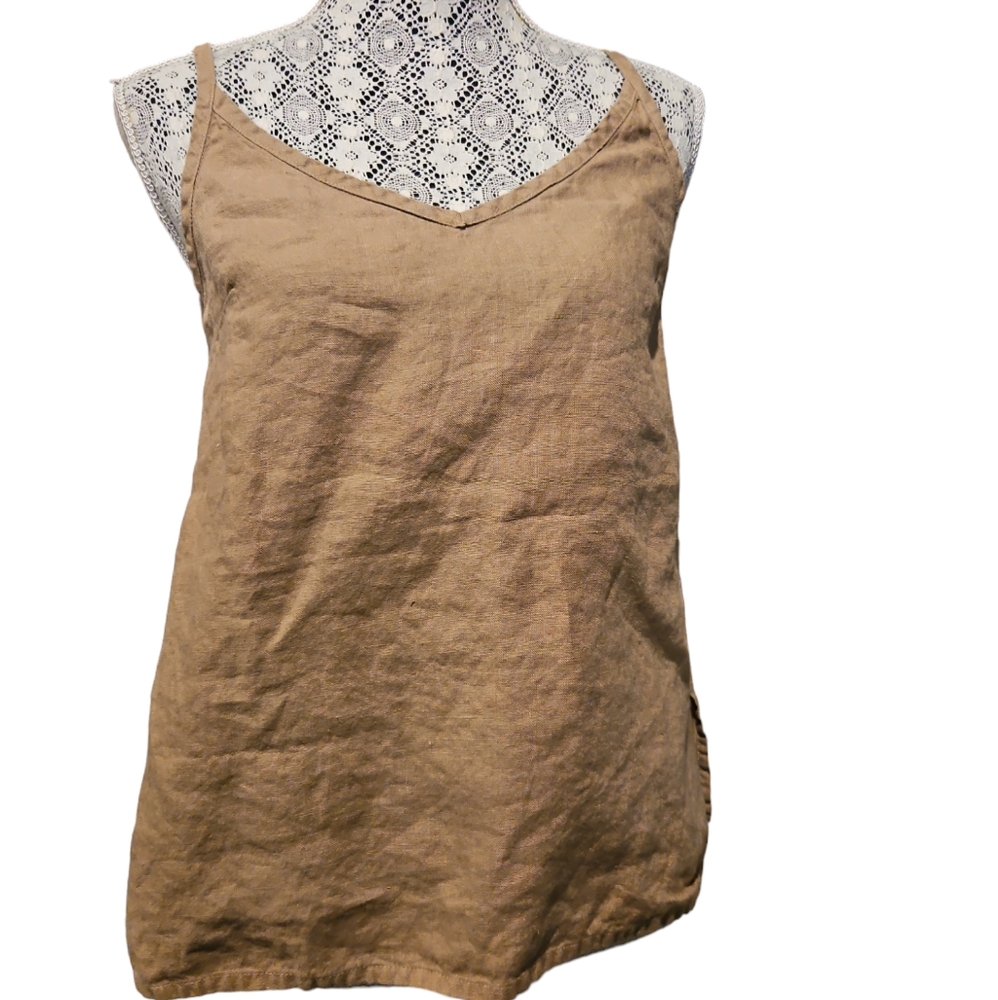 notPERFECTLINEN Tan Linen V-Neck Camisole